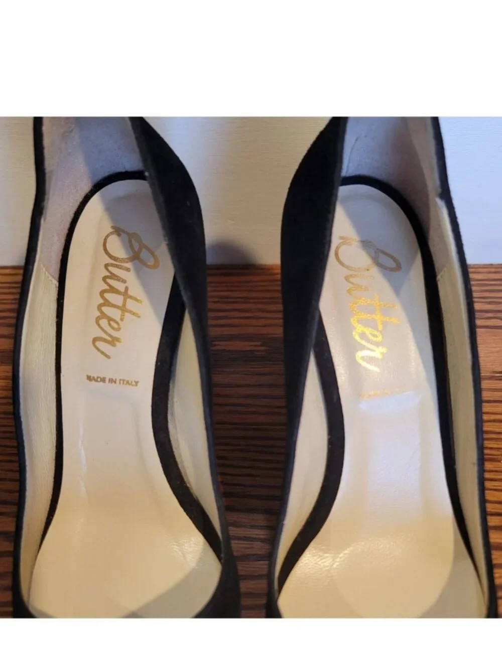 BUTTER Made In Italy Black Ladies Business Dress Shoes Suede Chunky Heels sz 7